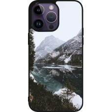 Coque iPhone 15 Pro Max - Silicone rigide noir Winter 22 snowy mountain and lake