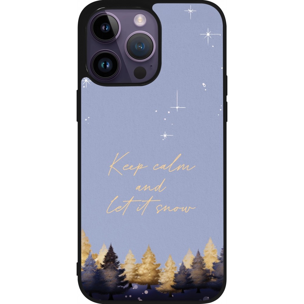 Coque iPhone 15 Pro Max - Silicone rigide noir Winter 25 Winter illustration of trees