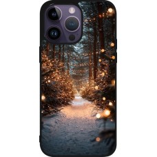 Coque iPhone 15 Pro Max - Silicone rigide noir Winter 25 Winter snowy road