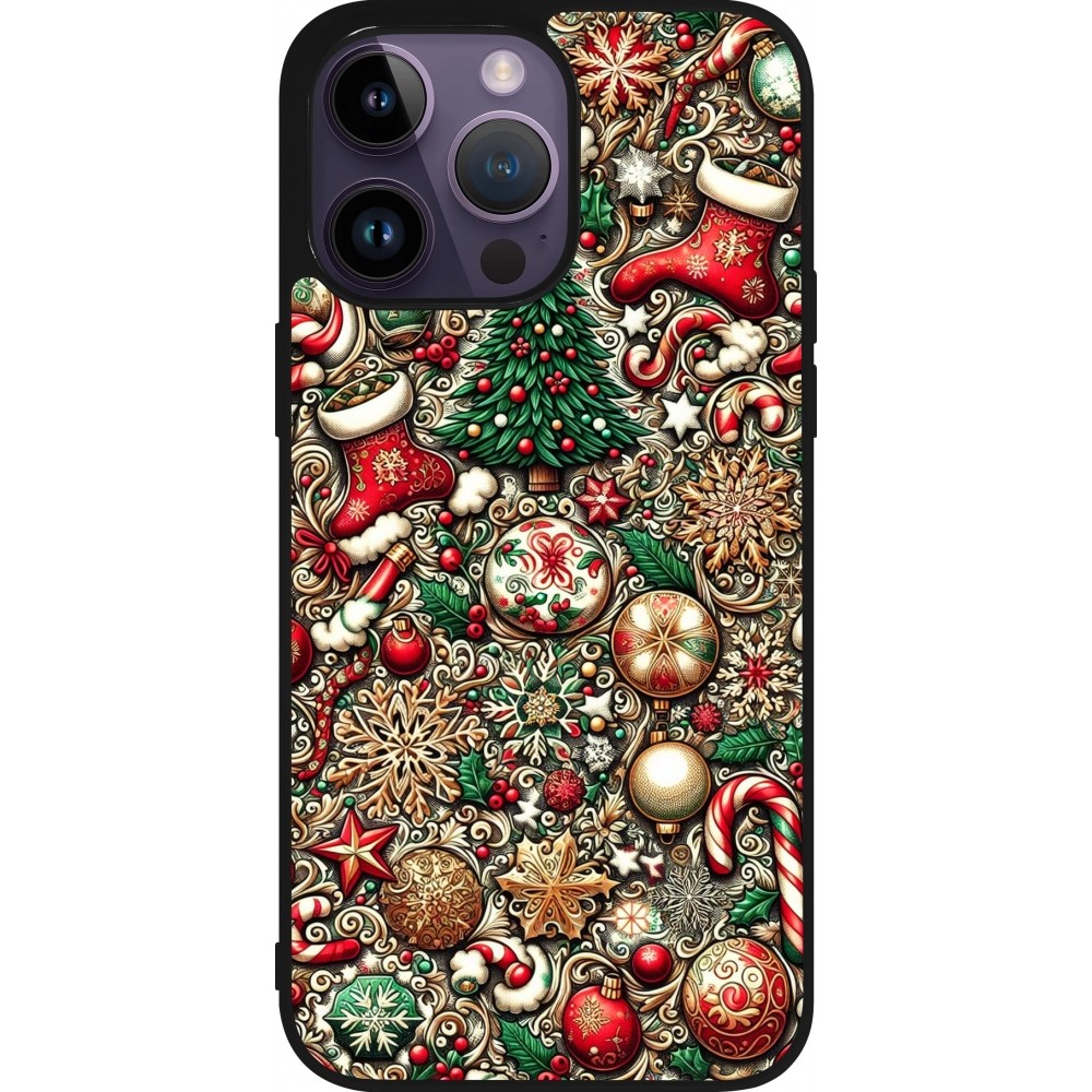 iPhone 15 Pro Max Case Hülle - Silikon schwarz Weihnachten 2023 Mikromuster