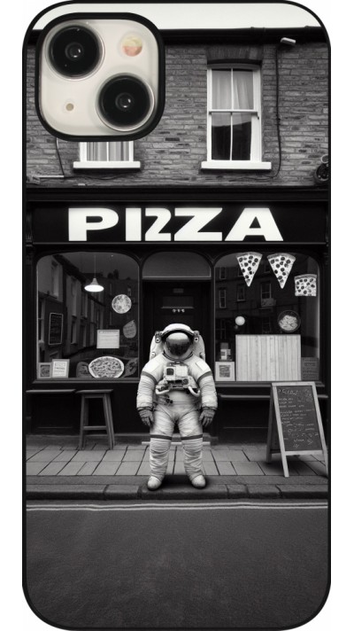 Coque iPhone 15 Plus - Astronaute devant une Pizzeria
