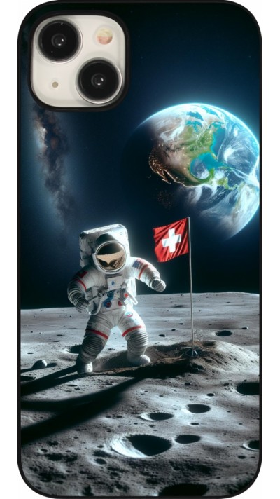 Coque iPhone 15 Plus - Astro Suisse sur lune