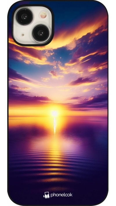 Coque iPhone 15 Plus - Coucher soleil jaune violet