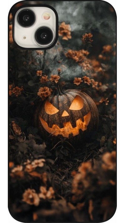 Coque iPhone 15 Plus - Halloween 2025 Pumpkin with flowers