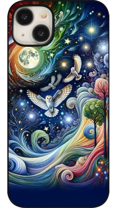 iPhone 15 Plus Case Hülle - Fliegender Blumen-Eule