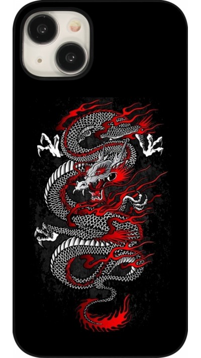 Coque iPhone 15 Plus - Japanese style Dragon Tattoo Red Black