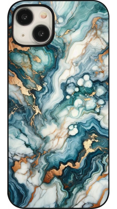iPhone 15 Plus Case Hülle - Grüner Blauer Goldener Marmor