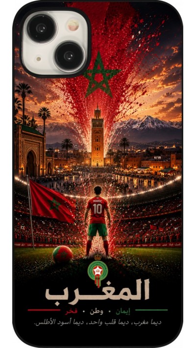 Coque iPhone 15 Plus - Football Maroc splash 2026