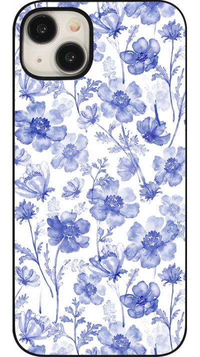 Coque iPhone 15 Plus - Spring 23 watercolor blue flowers