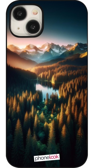 Coque iPhone 15 Plus - Sunset Forest Lake