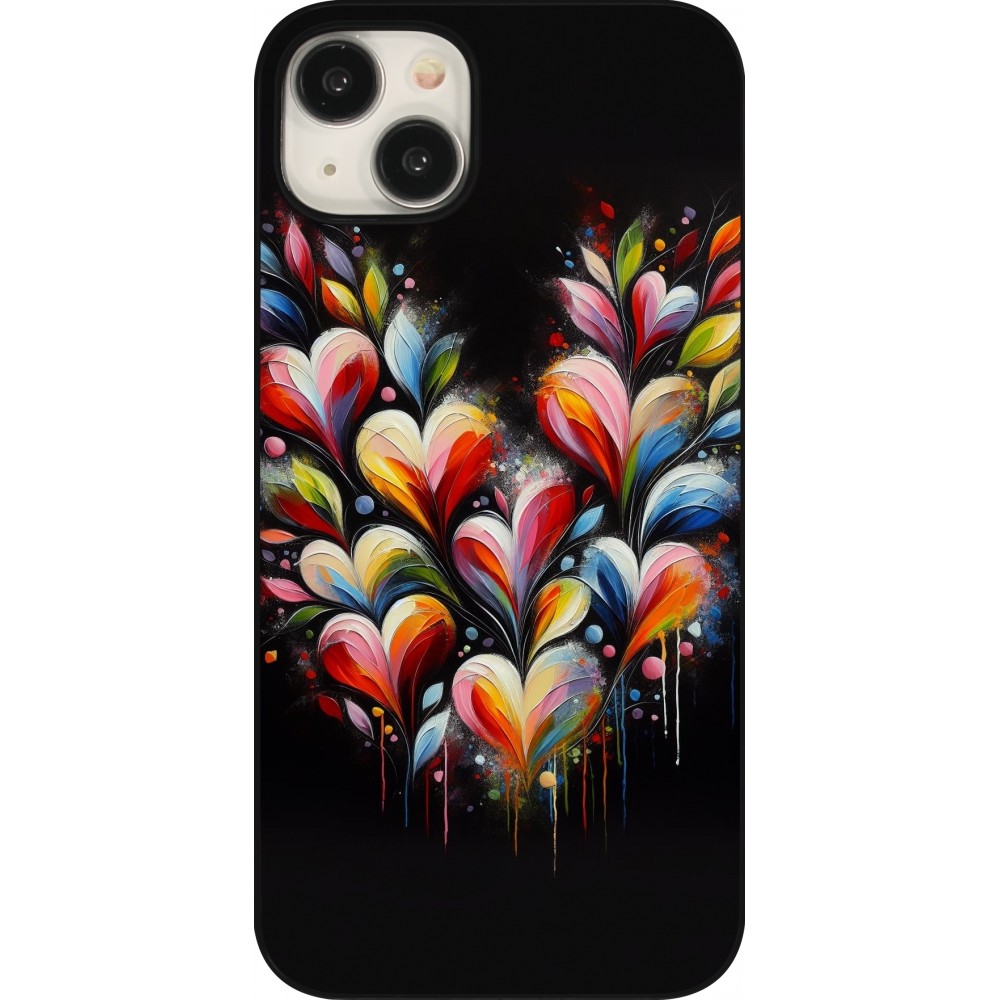 iPhone 15 Plus Case Hülle - Valentin 2024 Schwarzes Herz Abstrakt