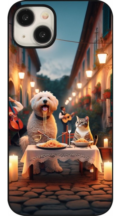 Coque iPhone 15 Plus - Valentine 2024 Dog & Cat Candlelight