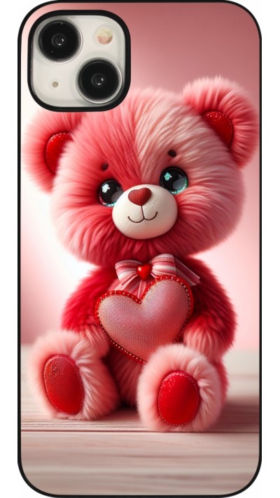 iPhone 15 Plus Case Hülle - Valentin 2024 Rosaroter Teddybär
