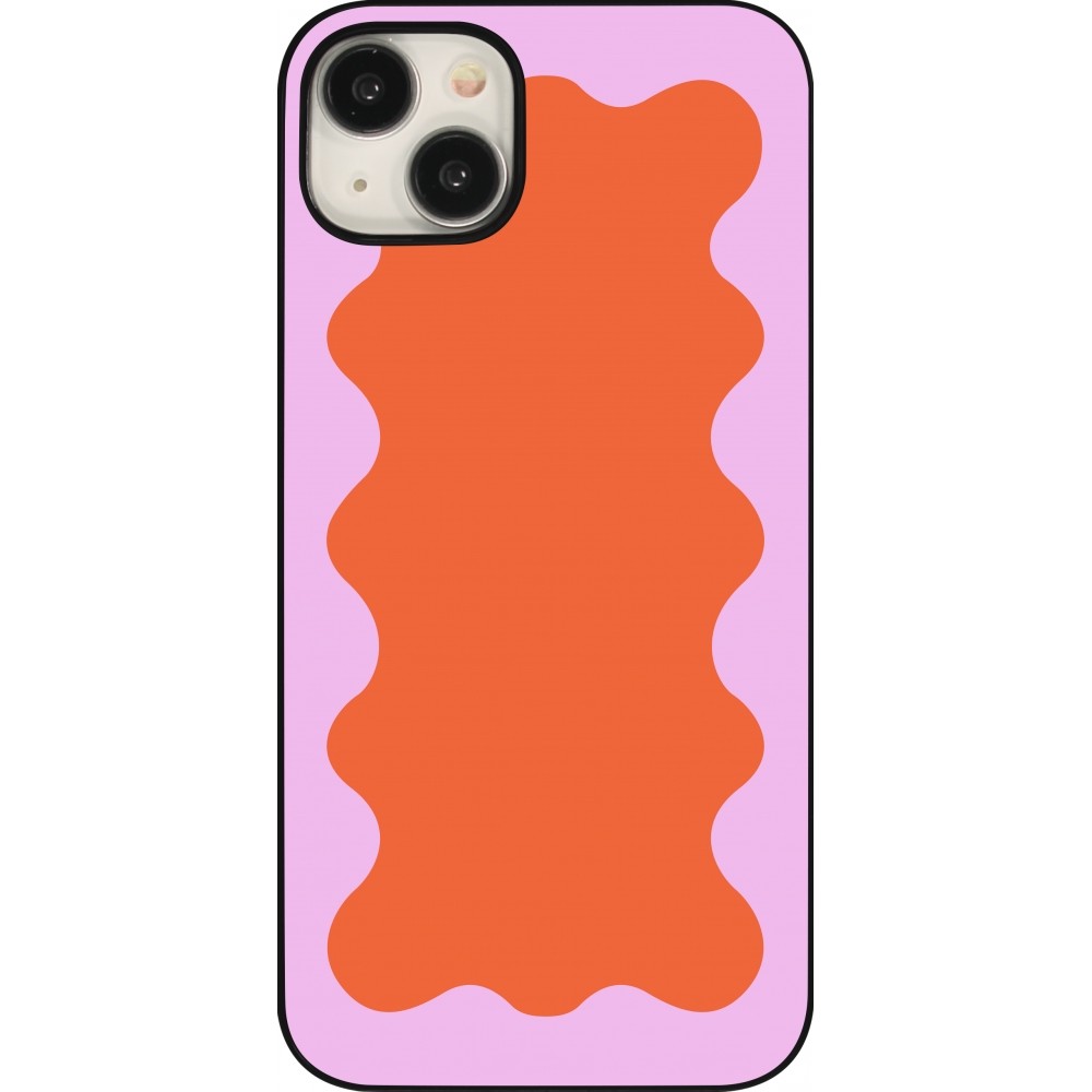 Coque iPhone 15 Plus - Wavy Rectangle Orange Pink
