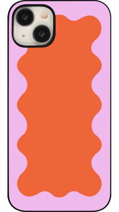 Coque iPhone 15 Plus - Wavy Rectangle Orange Pink