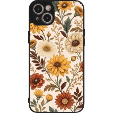 iPhone 15 Plus Case Hülle - Silikon schwarz Autumn 25 Flower pattern