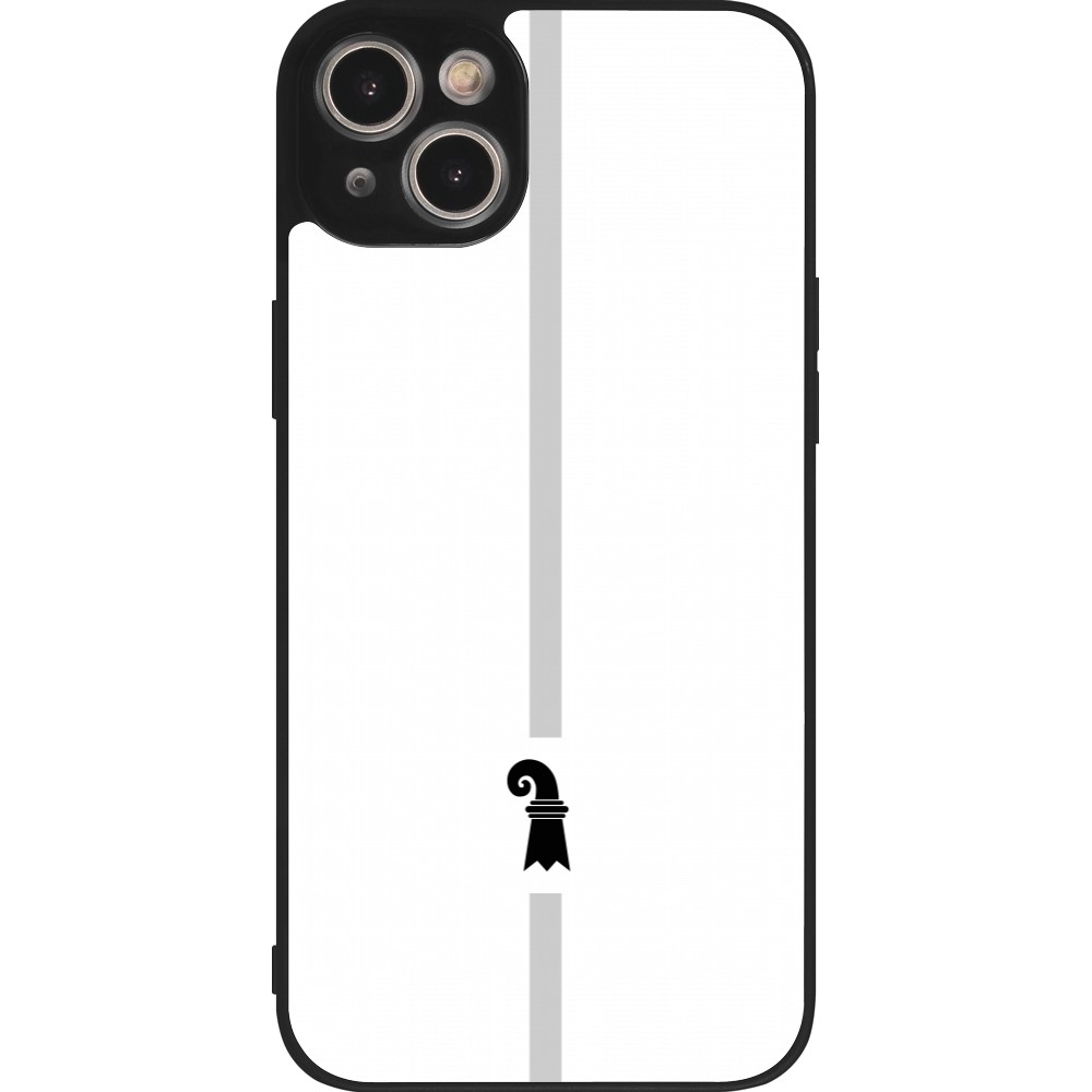 iPhone 15 Plus Case Hülle - Silikon schwarz Kanton BS weiss