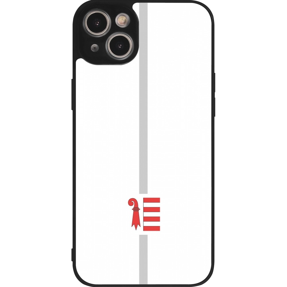 Coque iPhone 15 Plus - Silicone rigide noir Canton JU blanc