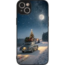 Coque iPhone 15 Plus - Silicone rigide noir Christmas 25 Car with Tree Xmas