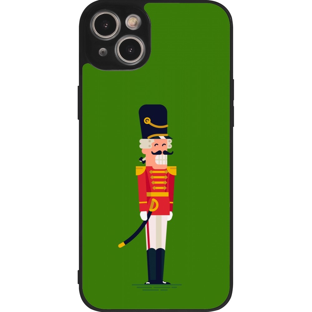 Coque iPhone 15 Plus - Silicone rigide noir Christmas 25 Nutcracker Green