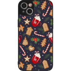 iPhone 15 Plus Case Hülle - Silikon schwarz Christmas 25 Pattern Gingerbread House