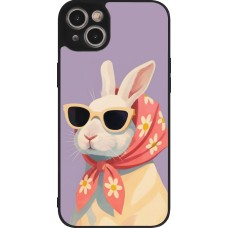 Coque iPhone 15 Plus - Silicone rigide noir Easter 2026 Rabbit with scarf