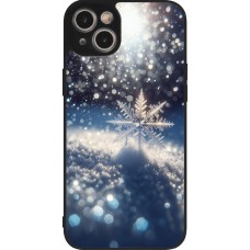 iPhone 15 Plus Case Hülle - Silikon schwarz Schneeflocke Solar Glanz