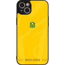 Coque iPhone 15 Plus - Silicone rigide noir Maillot de football Afrique du Sud 2026 personnalisable