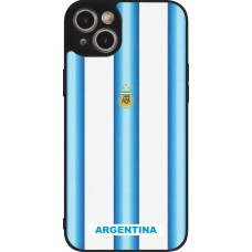 Coque iPhone 15 Plus - Silicone rigide noir Maillot de football Argentine 2026 personnalisable