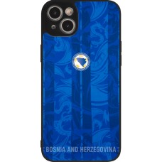 Coque iPhone 15 Plus - Silicone rigide noir Maillot de football Bosnie-Herzégovine 2026 personnalisable