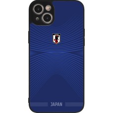 Coque iPhone 15 Plus - Silicone rigide noir Maillot de football Japon 2026 personnalisable