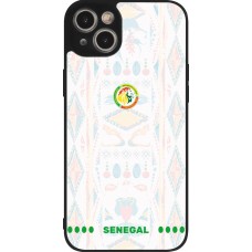 Coque iPhone 15 Plus - Silicone rigide noir Maillot de football Sénégal 2026 personnalisable