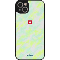 Coque iPhone 15 Plus - Silicone rigide noir Maillot de football Suisse Away 2026 personnalisable