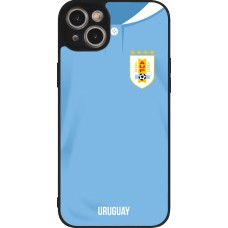 iPhone 15 Plus Case Hülle - Silikon schwarz Uruguay 2022 personalisierbares Fussballtrikot