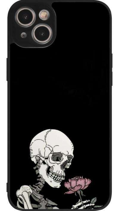 Coque iPhone 15 Plus - Silicone rigide noir Halloween 2023 rose and skeleton