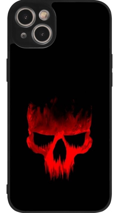 Coque iPhone 15 Plus - Silicone rigide noir Halloween 2023 scary skull