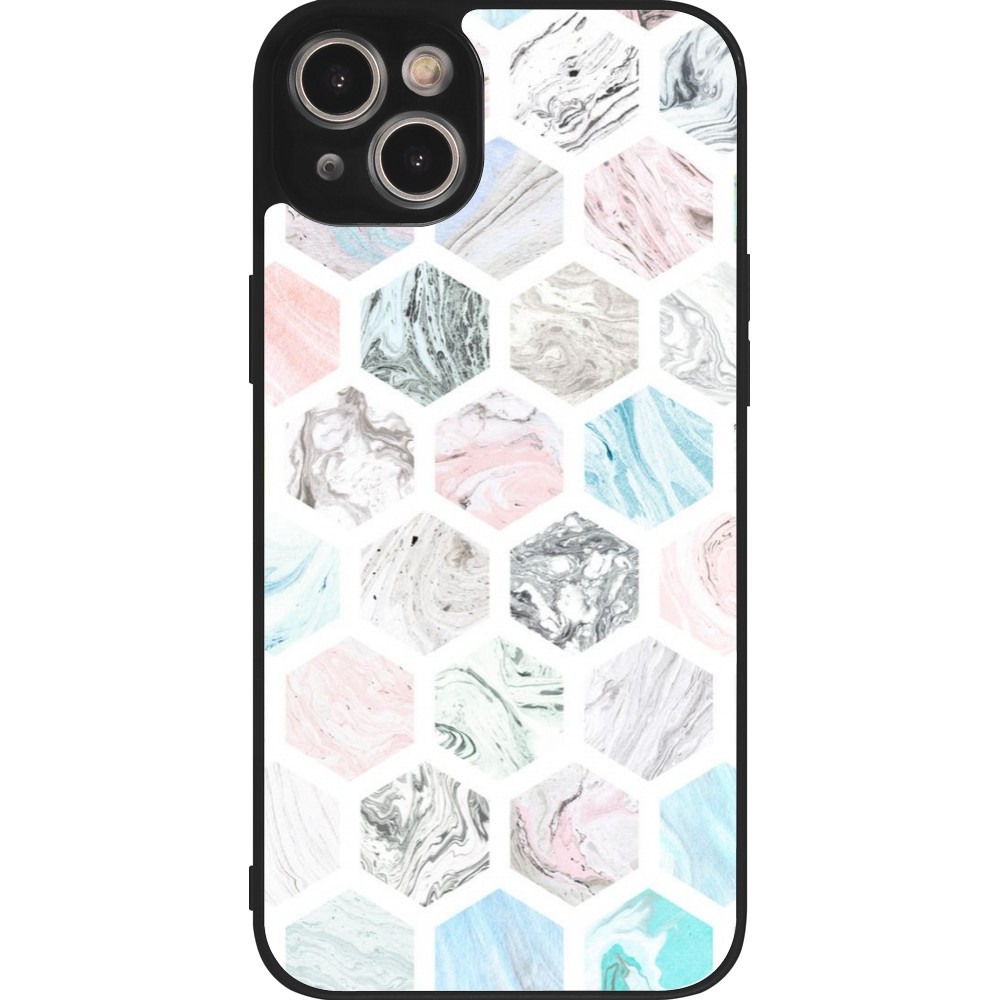 iPhone 15 Plus Case Hülle - Silikon schwarz Marble Everything