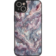 iPhone 15 Plus Case Hülle - Silikon schwarz Violetter silberner Marmor