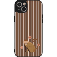 Coque iPhone 15 Plus - Silicone rigide noir Monkey with stripes