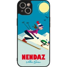 iPhone 15 Plus Case Hülle - Silikon schwarz Nendaz Ski Downhill
