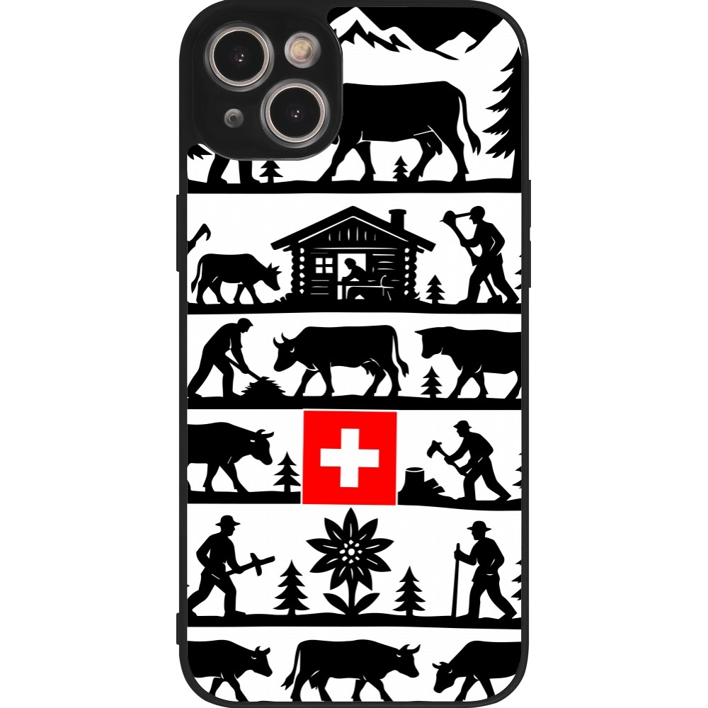 Coque iPhone 15 Plus - Silicone rigide noir Poya Suisse 1