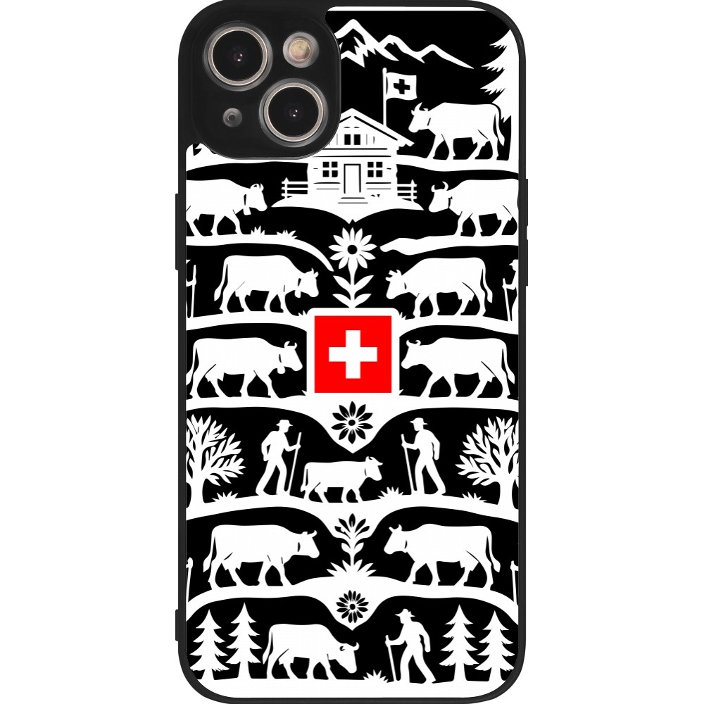 Coque iPhone 15 Plus - Silicone rigide noir Poya Suisse 3 noir
