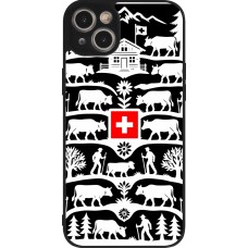Coque iPhone 15 Plus - Silicone rigide noir Poya Suisse 3 noir