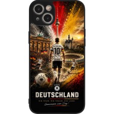 Coque iPhone 15 Plus - Silicone rigide noir Football Allemagne splash 2026