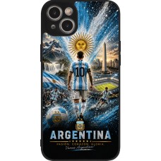 Coque iPhone 15 Plus - Silicone rigide noir Football Argentine splash 2026