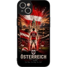Coque iPhone 15 Plus - Silicone rigide noir Football Autriche splash 2026