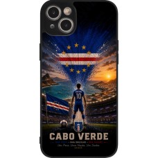 Coque iPhone 15 Plus - Silicone rigide noir Football Cap-Vert splash 2026