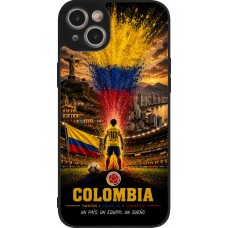 Coque iPhone 15 Plus - Silicone rigide noir Football Colombie splash 2026