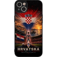 Coque iPhone 15 Plus - Silicone rigide noir Football Croatie splash 2026