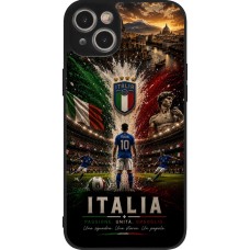 Coque iPhone 15 Plus - Silicone rigide noir Football Italie splash 2026